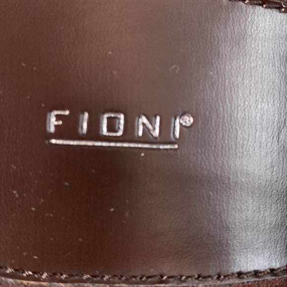 Fioni brown, heeled clogs.  Silver metal studs.  Size 8. - Picture 4 of 5